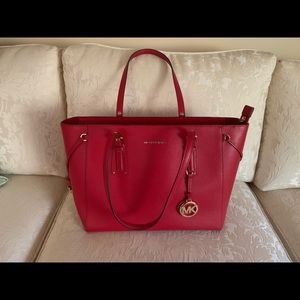 Michael Kors Medium Voyager Red Leather Tote